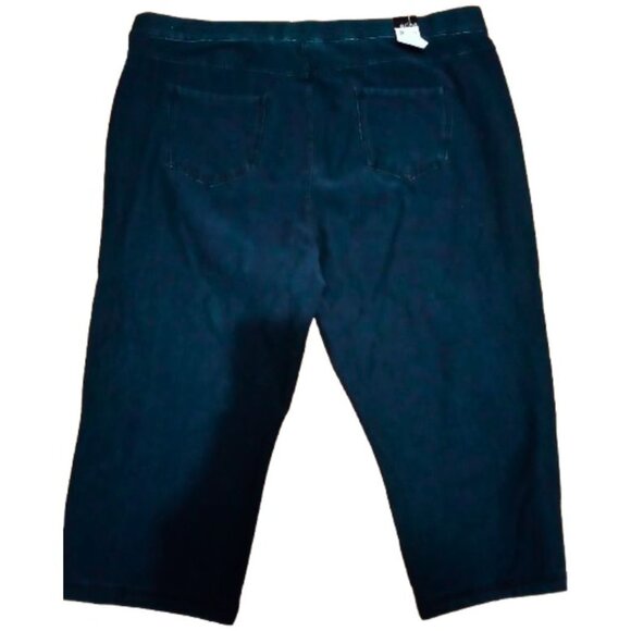 Erika Stretch Denim Capri Jeans Dark Blue  -  Plus Size 2X - Picture 2 of 3